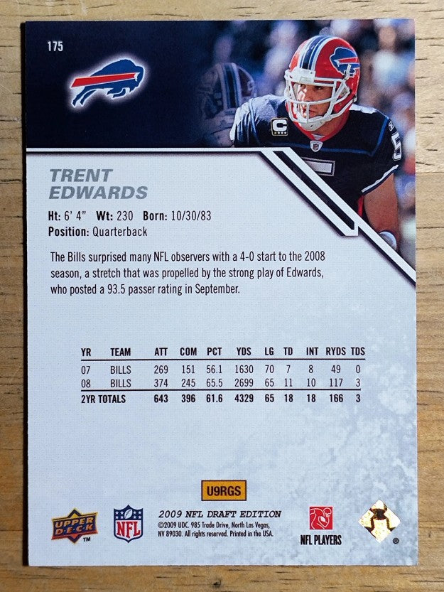 2009 Upper Deck Draft Edition #175 Trent Edwards