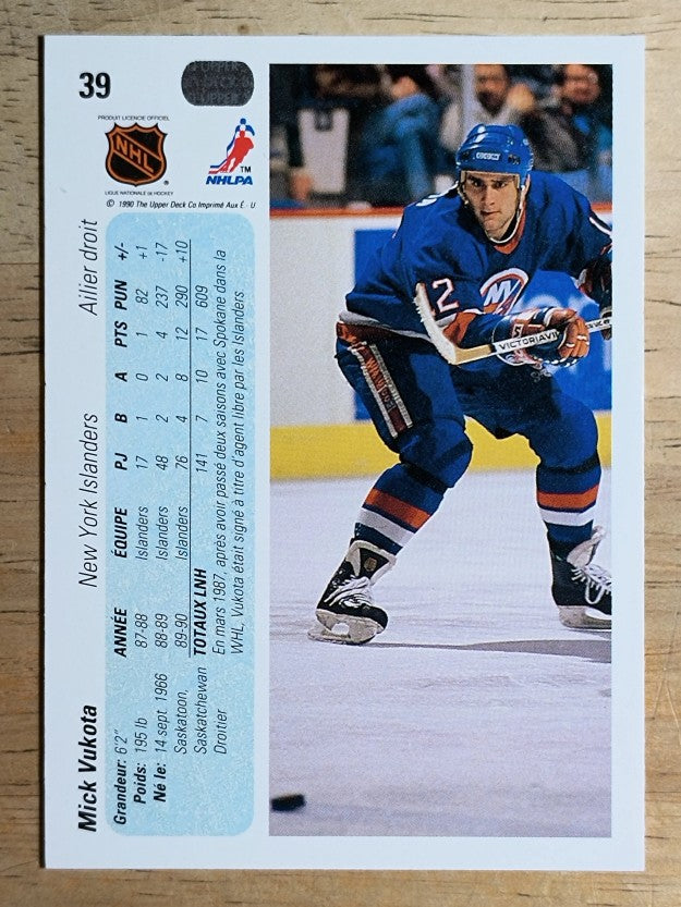 1990-91 Upper Deck French #39 Mick Vukota RC
