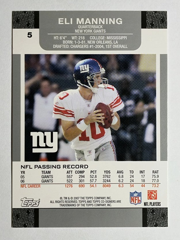 2007 Topps Co-Signers #5 Eli Manning