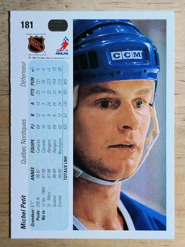 1990-91 Upper Deck French #181 Michel Petit