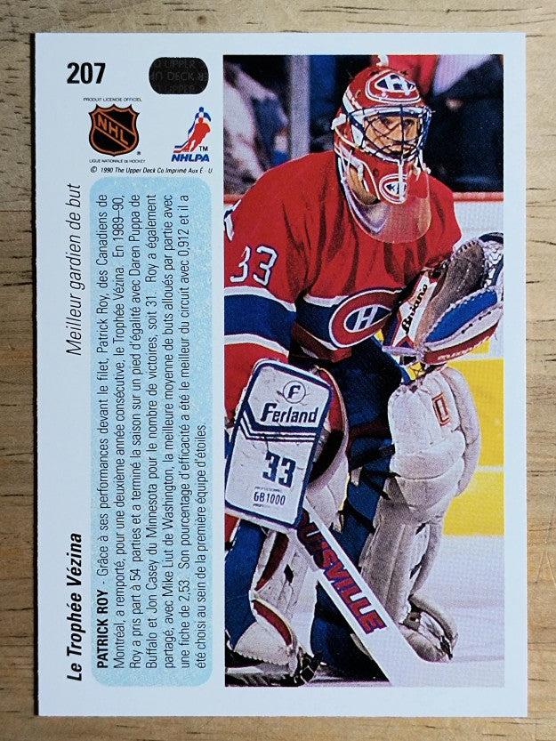 1990-91 Upper Deck French #207 Vezina Trophy/Patrick Roy