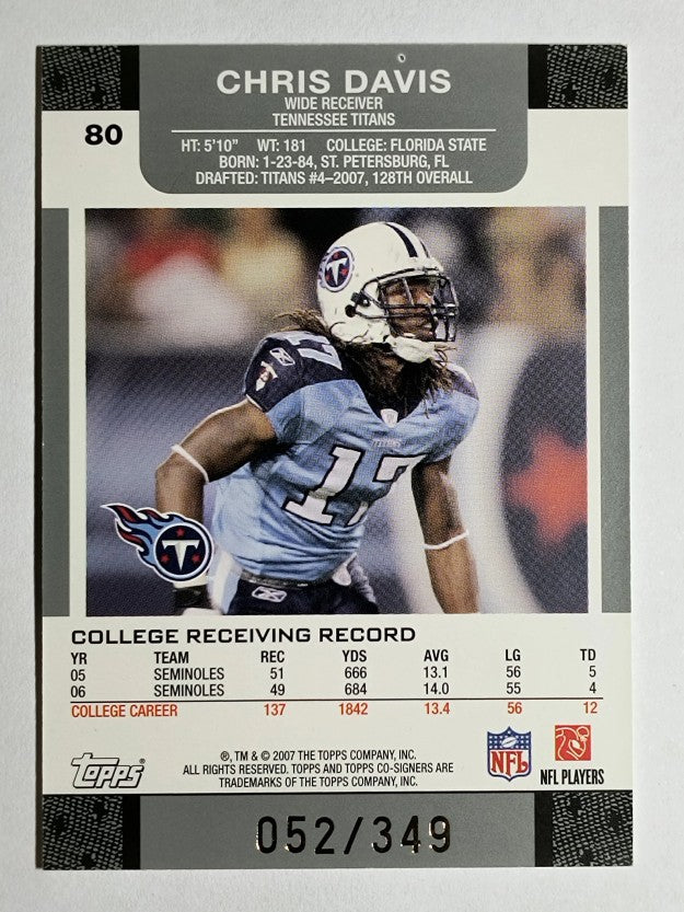 2007 Topps Co-Signers Changing Faces Gold Blue #80B Chris Davis/Vince Young
