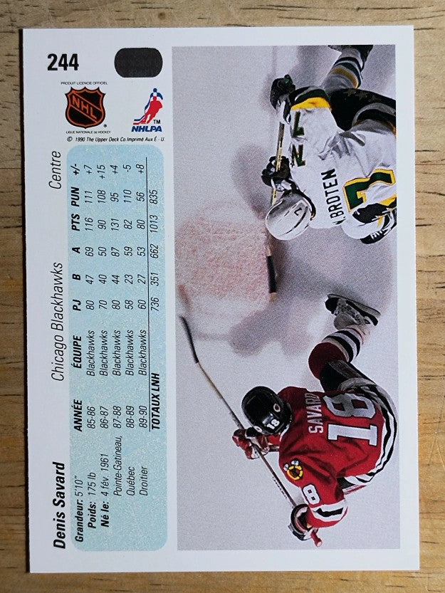 1990-91 Upper Deck French #244 Denis Savard