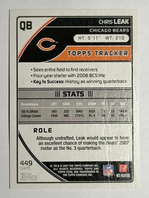 2007 Topps Total #449 Chris Leak RC