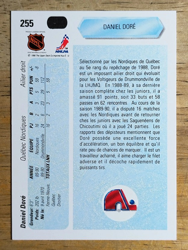 1990-91 Upper Deck French #255 Daniel Dore RC