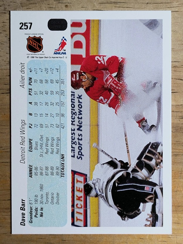 1990-91 Upper Deck French #257 Dave Barr