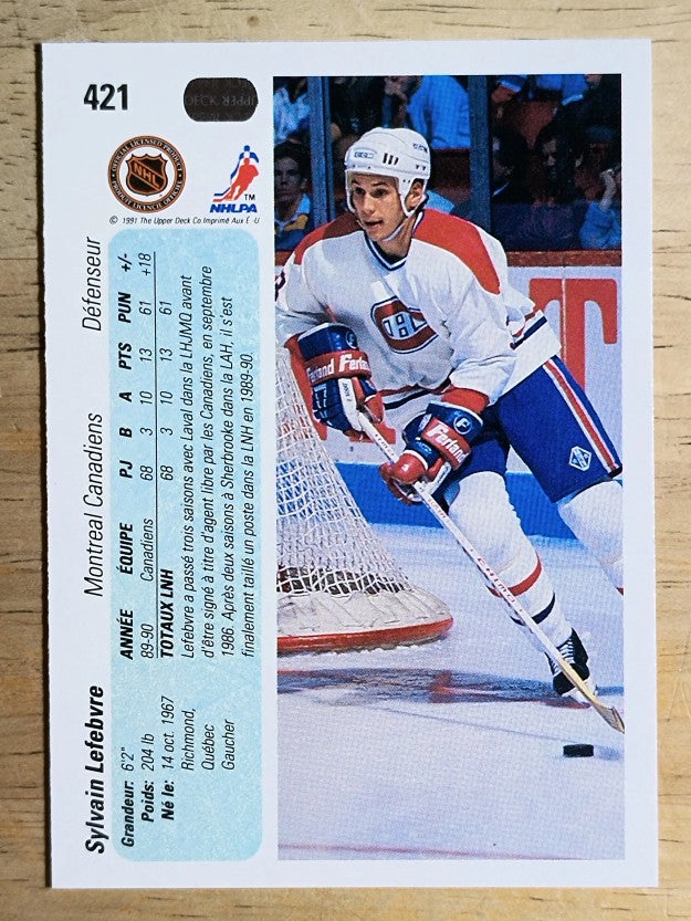 1990-91 Upper Deck French #421 Sylvain Lefebvre RC