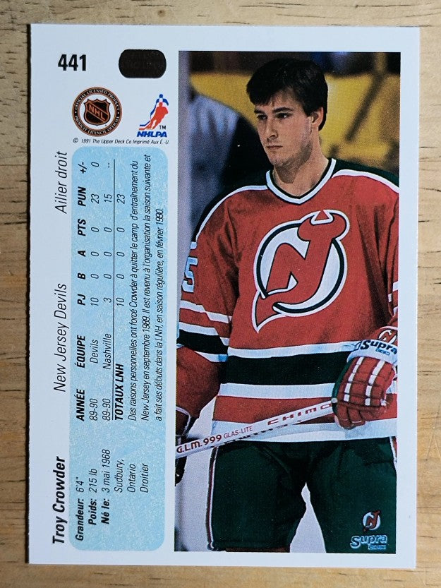 1990-91 Upper Deck French #441 Troy Crowder RC