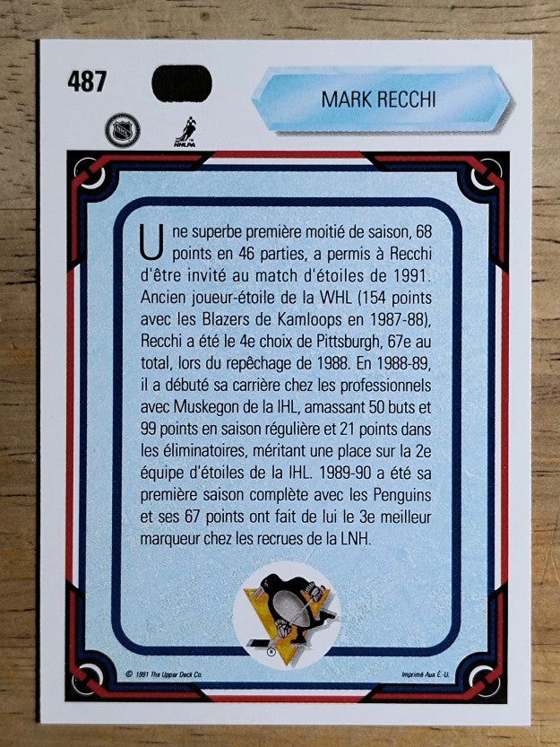 1990-91 Upper Deck French #487 Mark Recchi AS