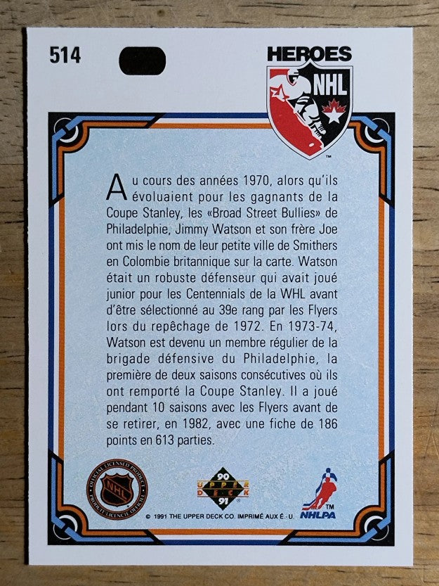 1990-91 Upper Deck French #514 Jimmy Watson HERO