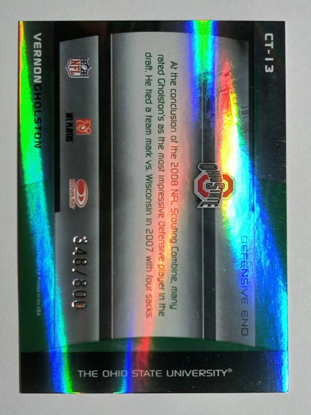 2008 Donruss Elite College Ties Green #13 Vernon Gholston