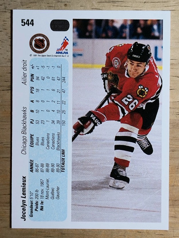 1990-91 Upper Deck French #544 Jocelyn Lemieux RC