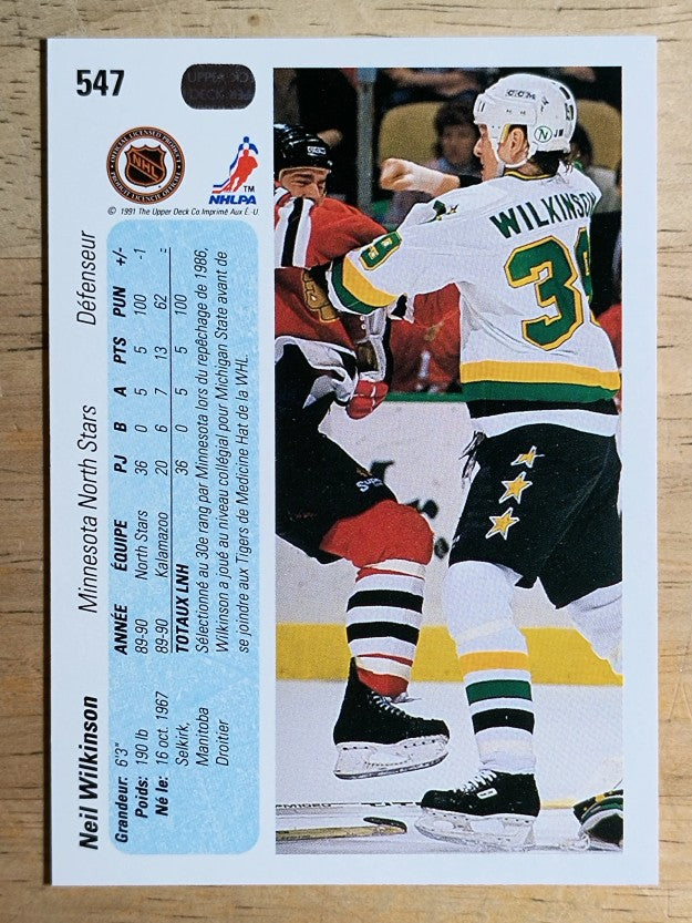1990-91 Upper Deck French #547 Neil Wilkinson RC