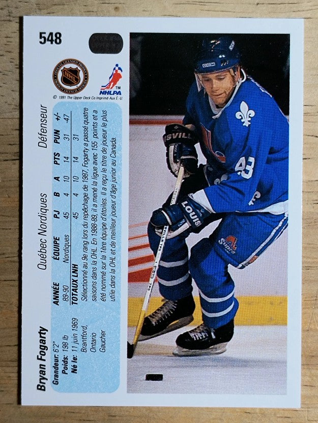1990-91 Upper Deck French #548 Bryan Fogarty RC