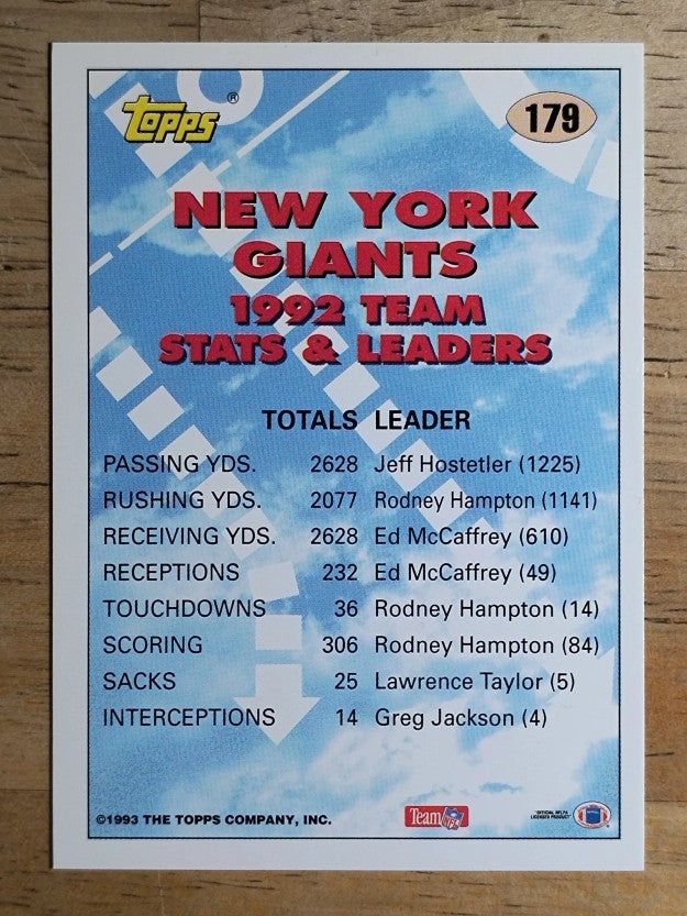 1993 Topps #179 Rodney Hampton TL
