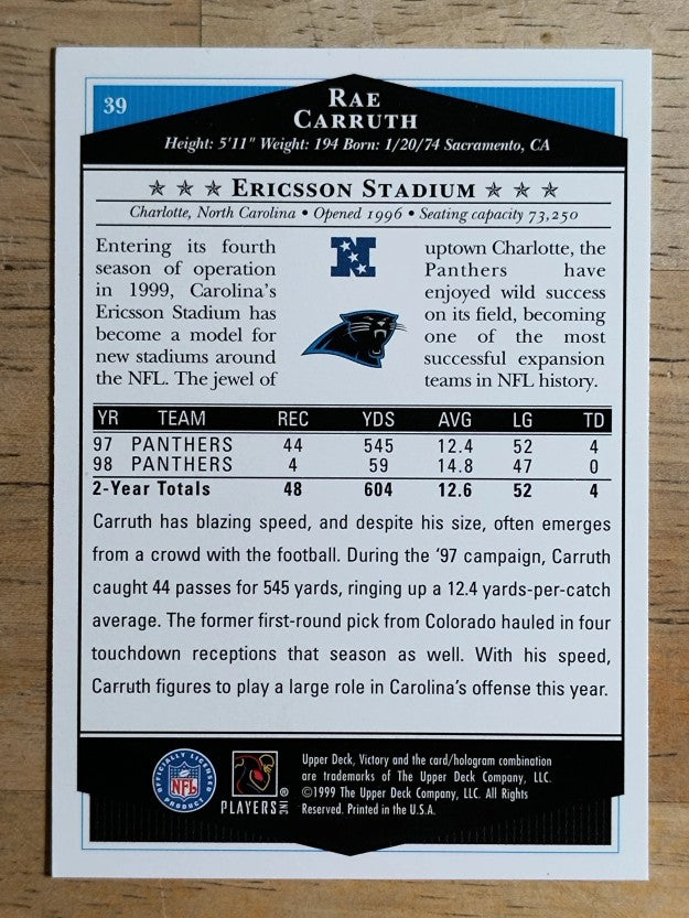 1999 Upper Deck Victory #39 Rae Carruth
