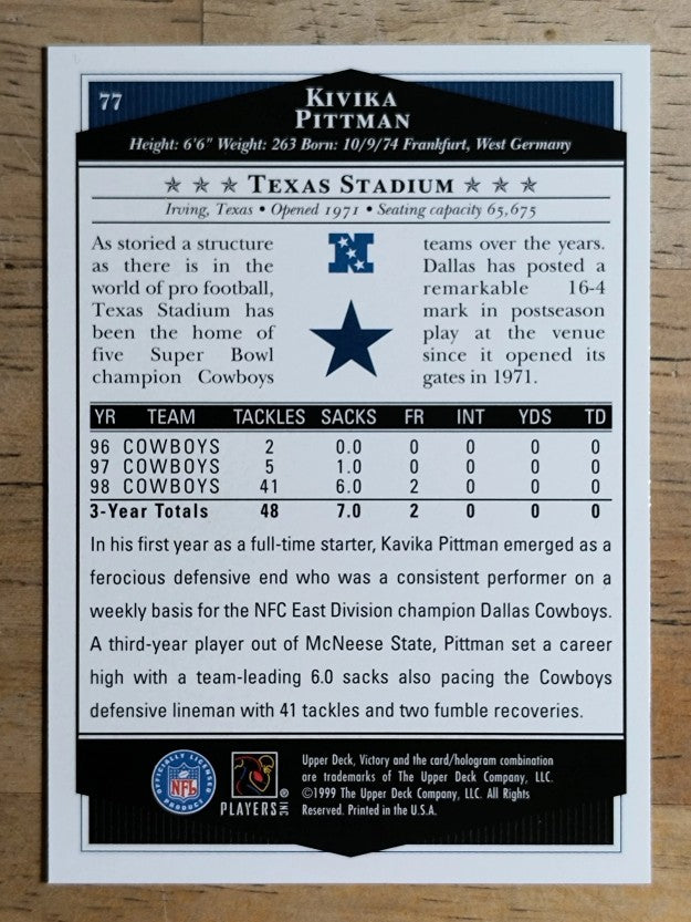 1999 Upper Deck Victory #77 Kavika Pittman