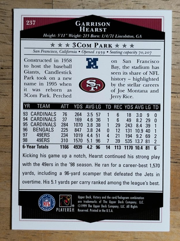 1999 Upper Deck Victory #237 Garrison Hearst