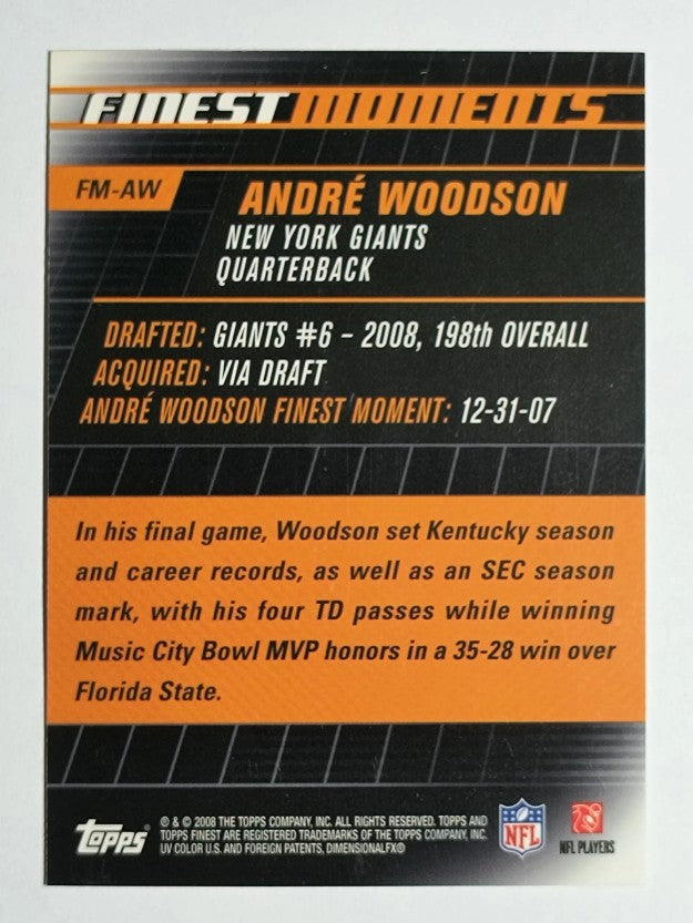 2008 Finest Moments #FMAW Andre Woodson