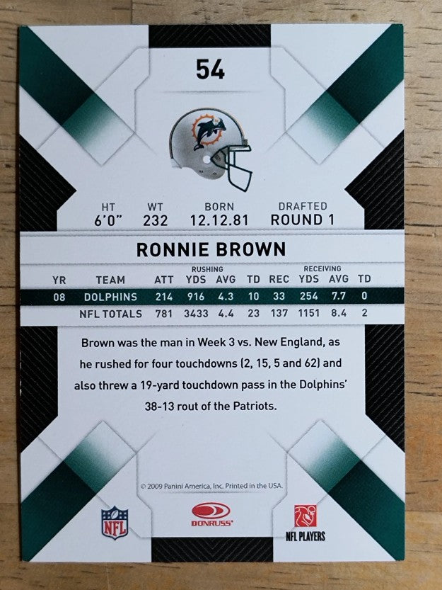 2009 Donruss Threads #54 Ronnie Brown