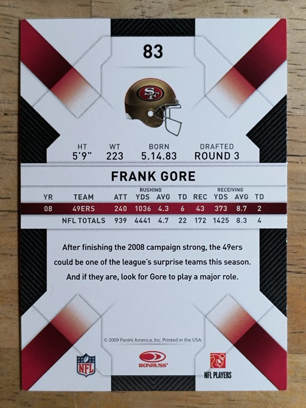 2009 Donruss Threads #83 Frank Gore