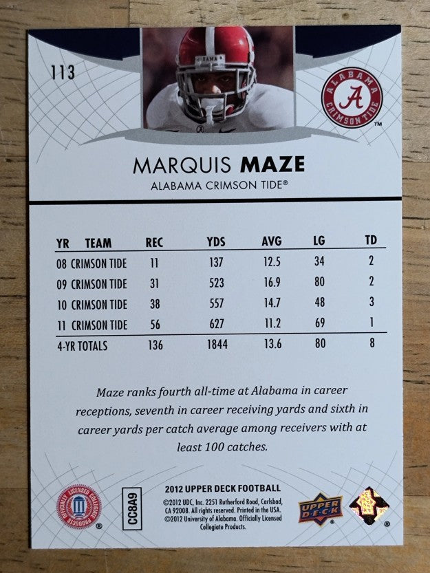 2012 Upper Deck #113 Marquis Maze
