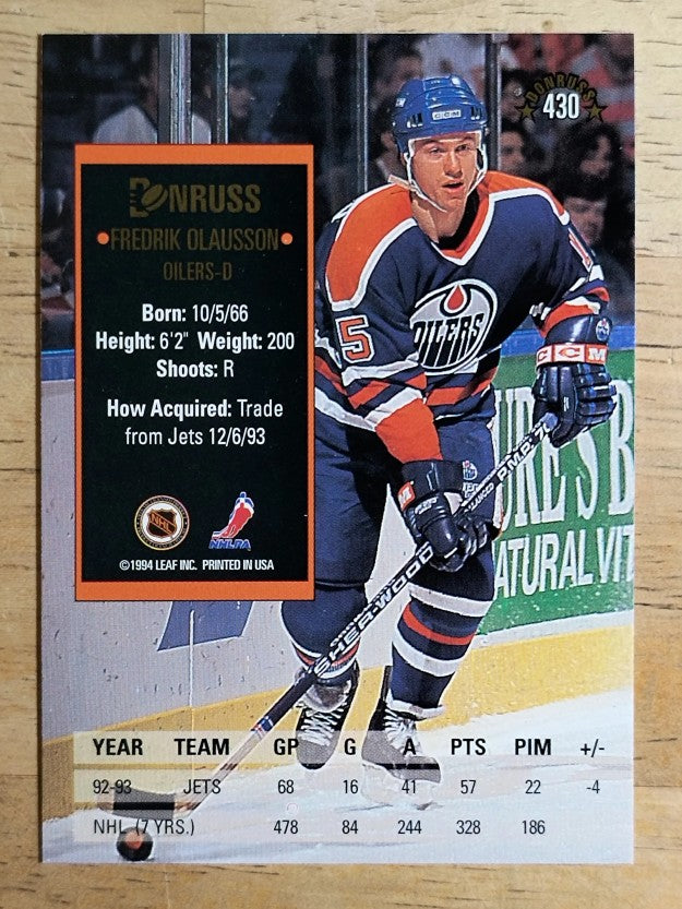 1993-94 Donruss #430 Fredrik Olausson
