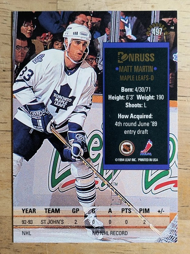 1993-94 Donruss #497 Matt Martin RC