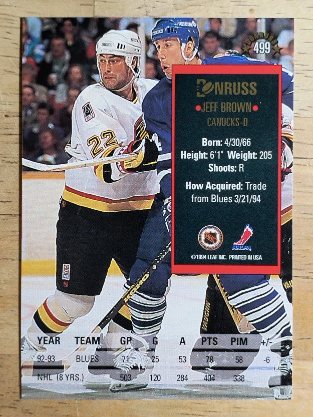 1993-94 Donruss #499 Jeff Brown