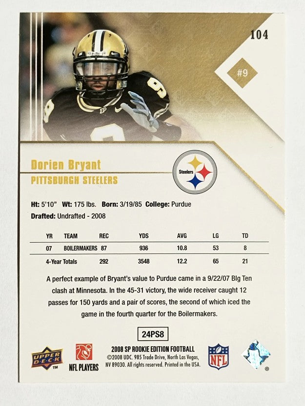 2008 SP Rookie Edition #104 Dorien Bryant RC