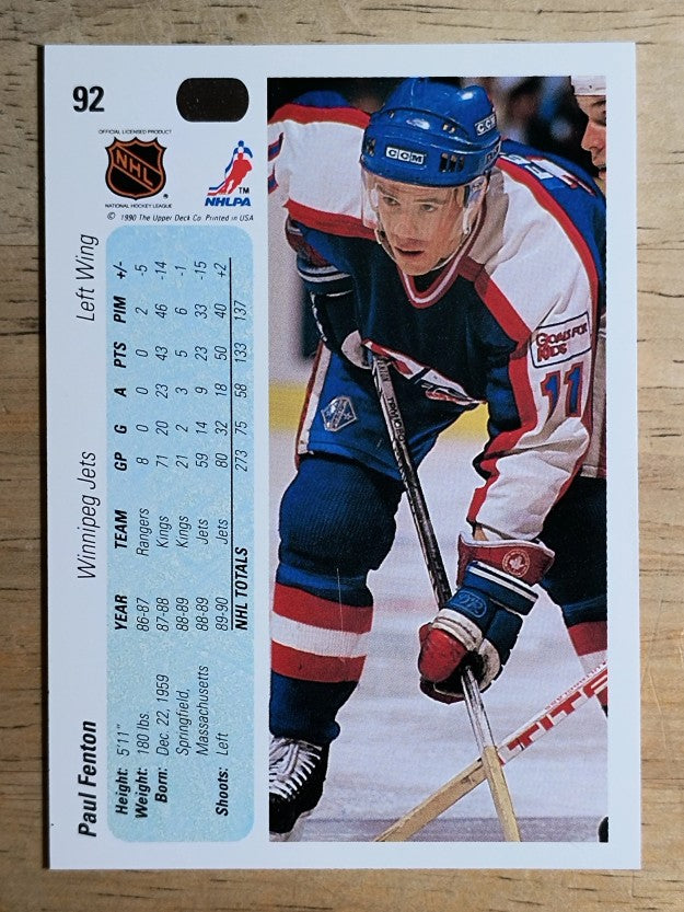 1990-91 Upper Deck #92 Paul Fenton