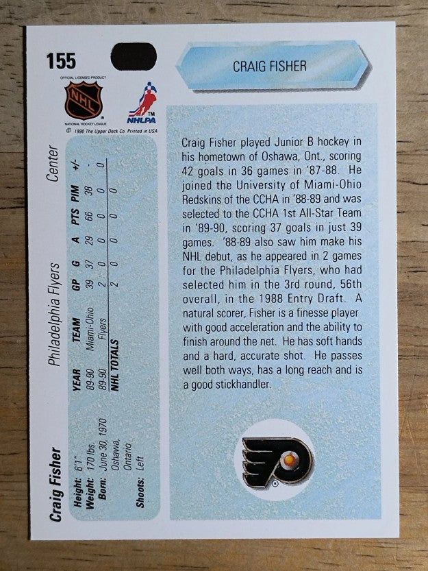1990-91 Upper Deck #155 Craig Fisher RC