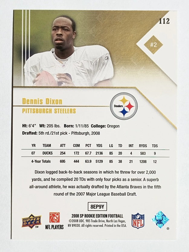 2008 SP Rookie Edition #112 Dennis Dixon RC