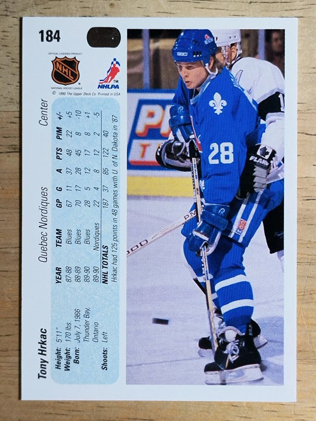 1990-91 Upper Deck #184 Tony Hrkac