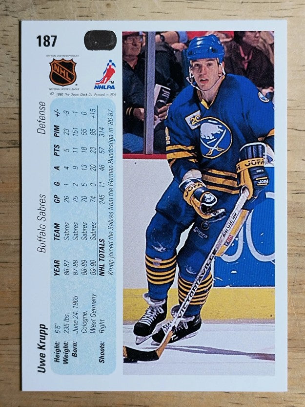 1990-91 Upper Deck #187 Uwe Krupp