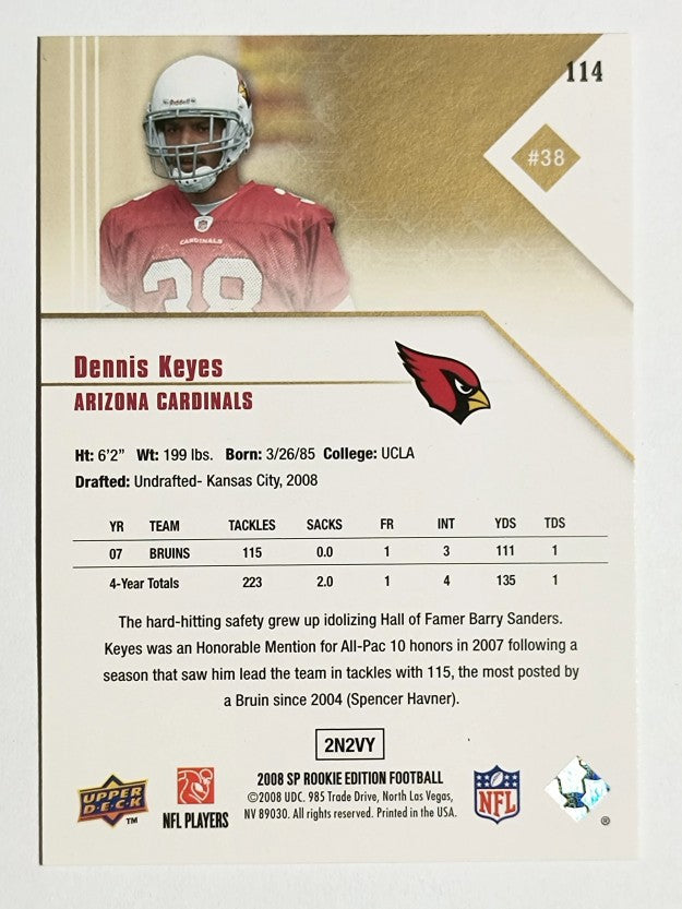 2008 SP Rookie Edition #114 Dennis Keyes RC