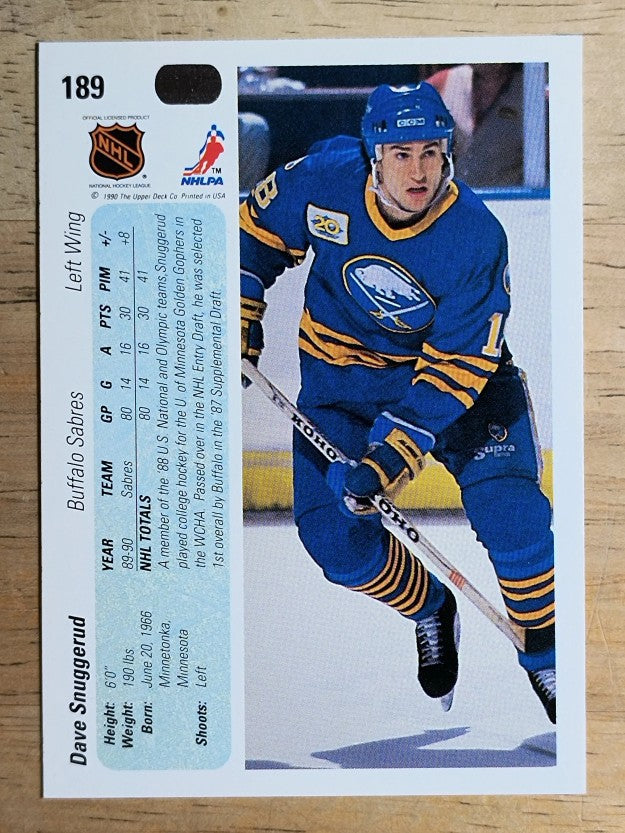1990-91 Upper Deck #189 Dave Snuggerud RC