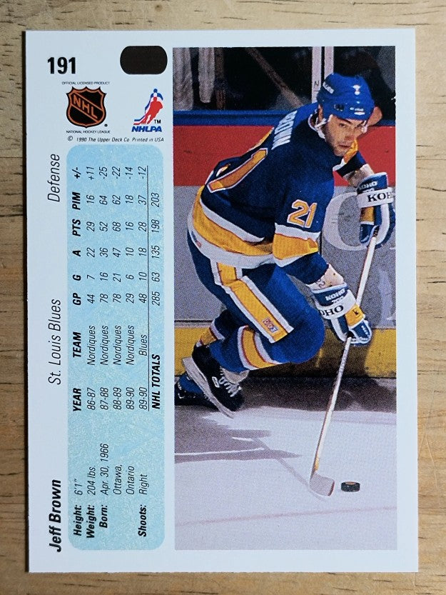 1990-91 Upper Deck #191 Jeff Brown