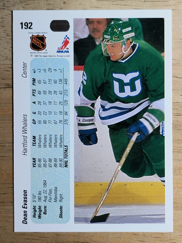 1990-91 Upper Deck #192 Dean Evason