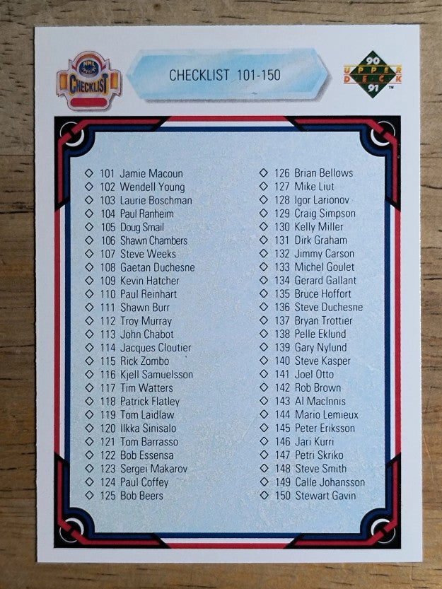 1990-91 Upper Deck #200 Checklist 101-200
