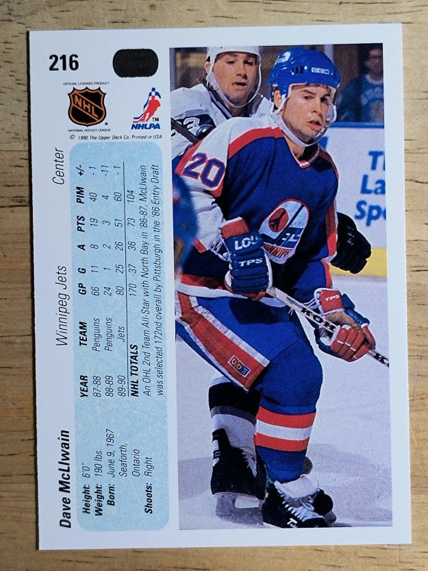 1990-91 Upper Deck #216 Dave McLlwain