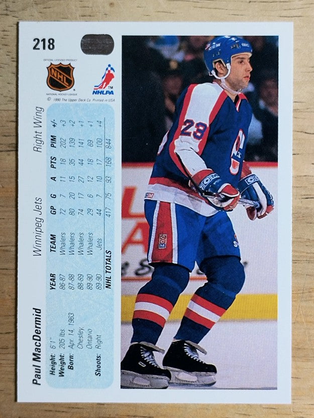 1990-91 Upper Deck #218 Paul MacDermid