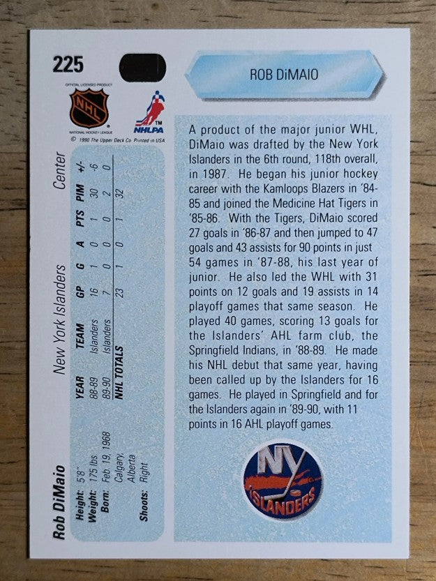 1990-91 Upper Deck #225 Rob DiMaio RC