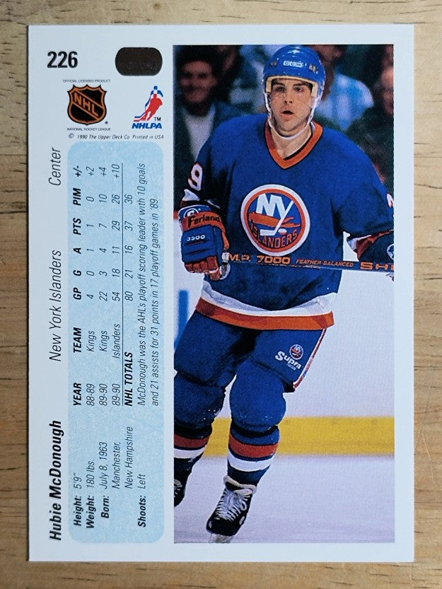 1990-91 Upper Deck #226 Hubie McDonough RC