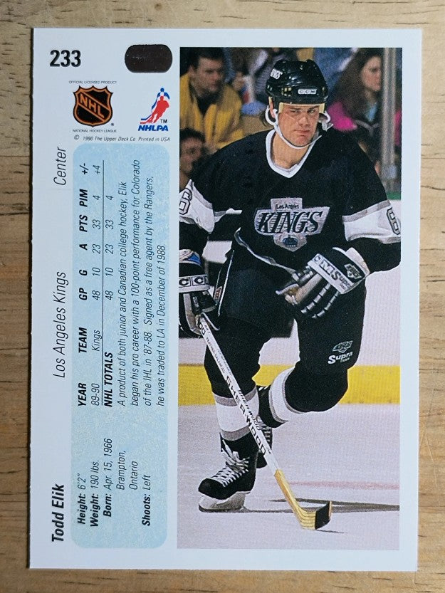 1990-91 Upper Deck #233 Todd Elik RC