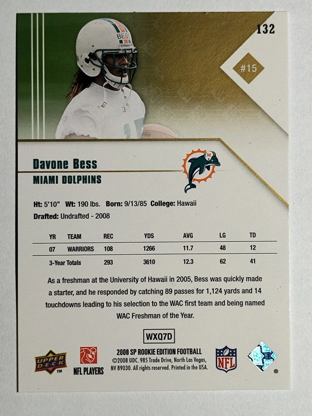 2008 SP Rookie Edition #132 Davone Bess RC