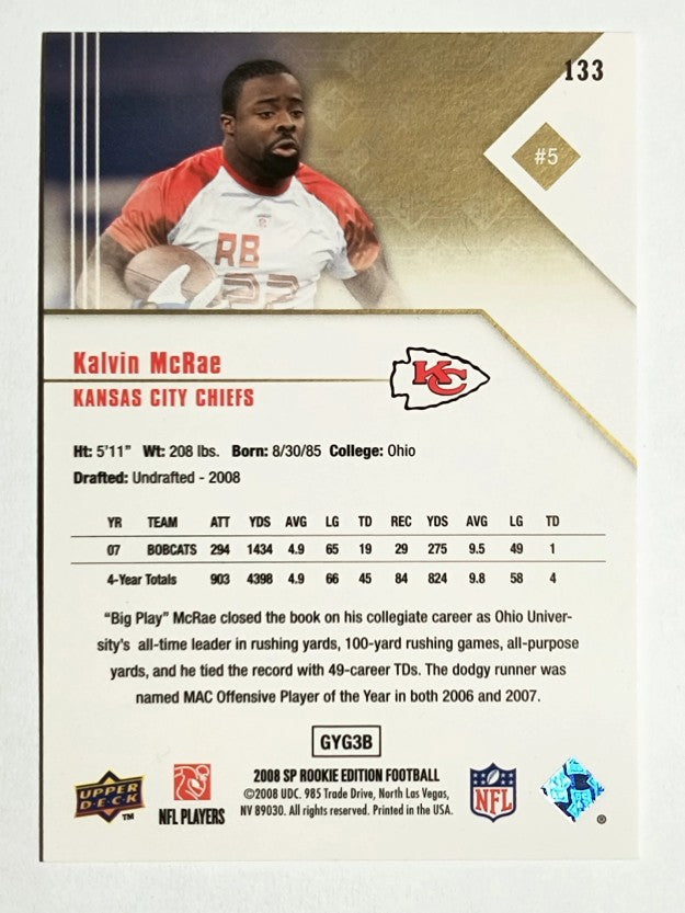 2008 SP Rookie Edition #133 Kalvin McRae RC