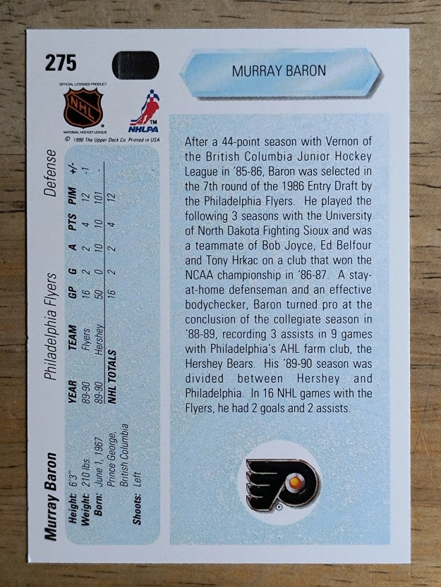 1990-91 Upper Deck #275 Murray Baron RC