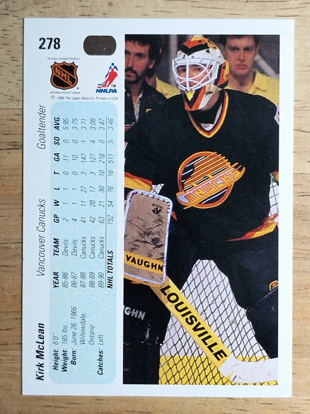 1990-91 Upper Deck #278 Kirk McLean
