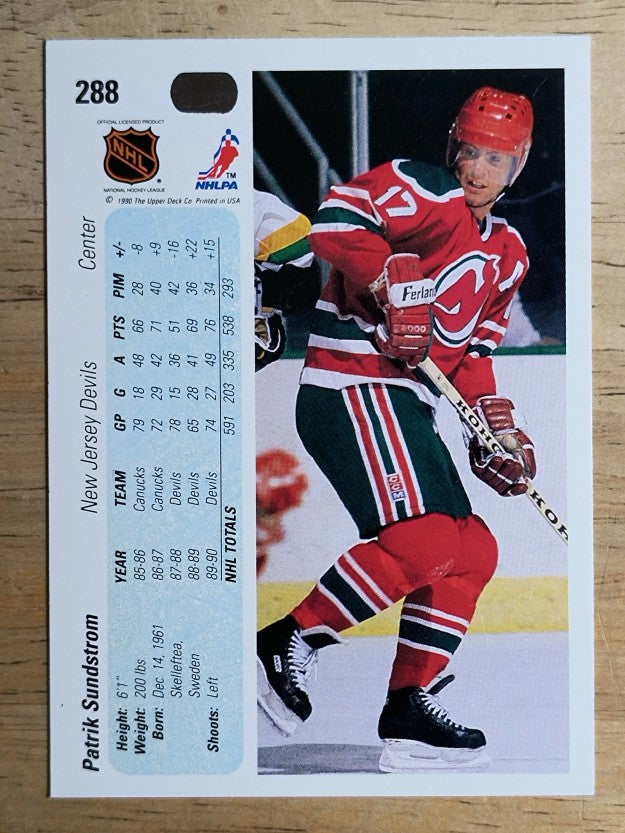 1990-91 Upper Deck #288 Patrik Sundstrom